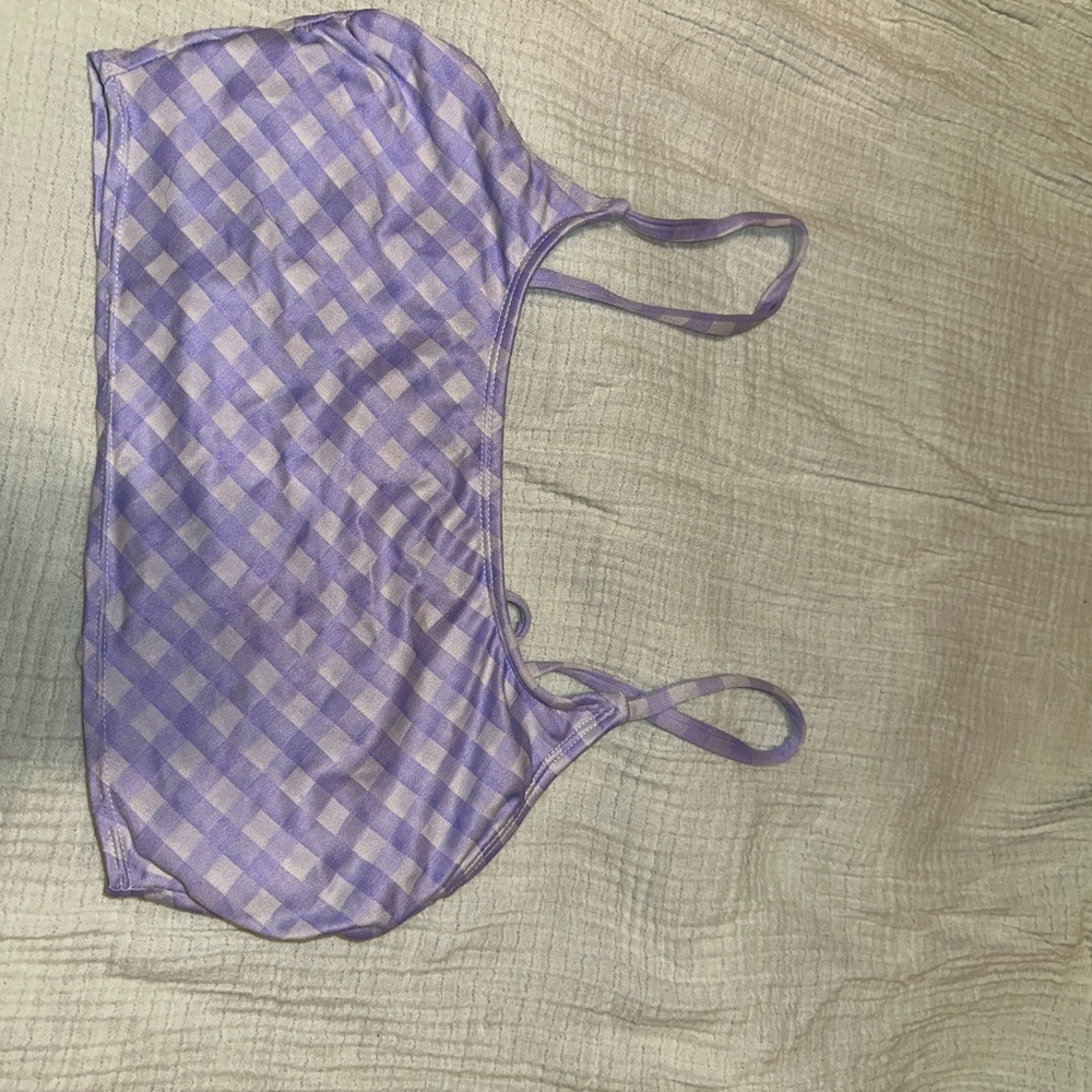 Purple Checkered Women's bikini top